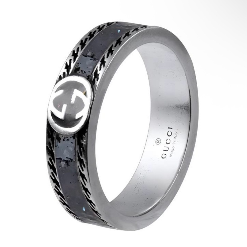 Gucci GG Sterling Silver Enamel Ring AG 925 645573-J8410-1064